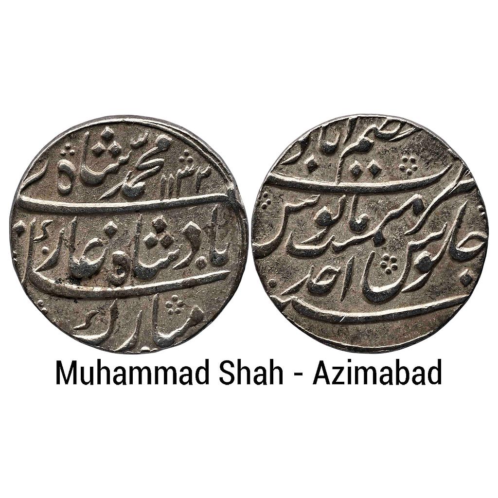Mughal Muhammad Shah Azimabad Mint Silver Rupee