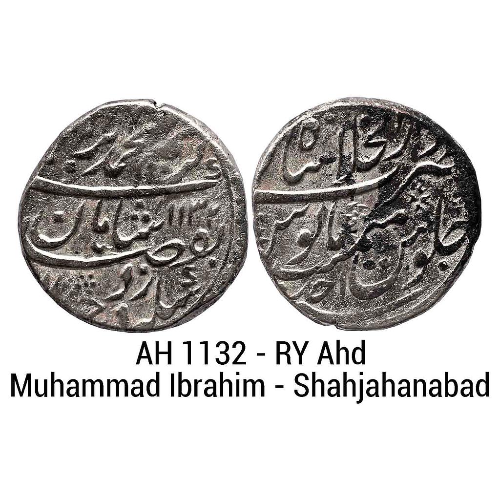 Mughal Muhammad Ibrahim Dar ul-Khilafat Shahjahanabad Mint Silver Rupee