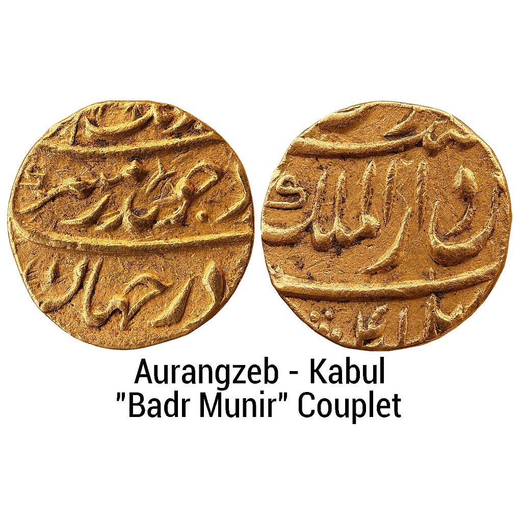 Mughal Aurangzeb Dar ul-Mulk Kabul Mint Gold Mohur