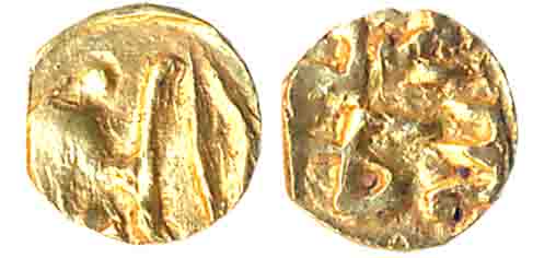 Hindu Medieval Imperial Cholas Kulottunga Chola I Gold Fanam