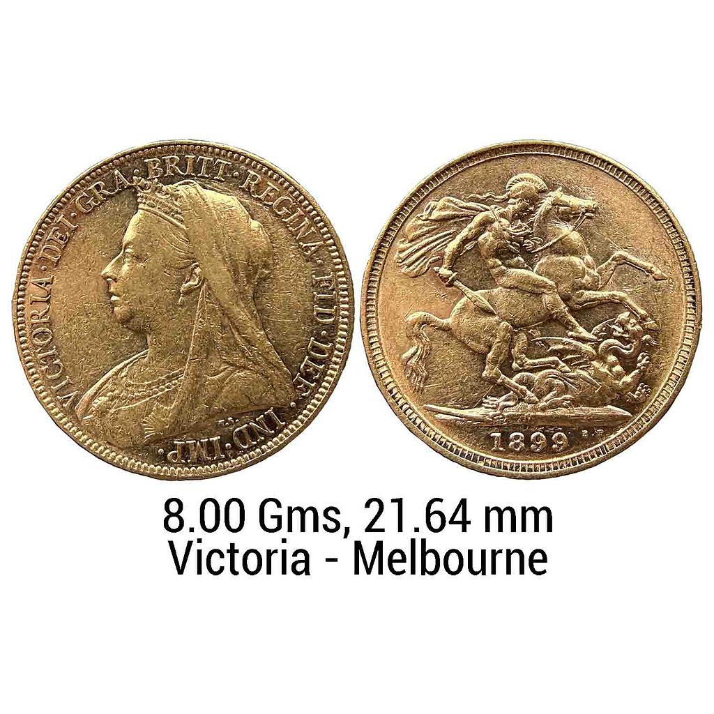Australia Victoria 1899 AD Melbourne Mint Gold Sovereign