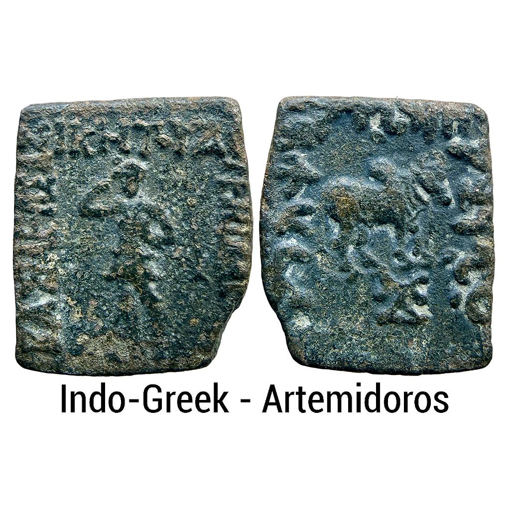Ancient Indo-Greeks Artemidoros Bronze Quadruple