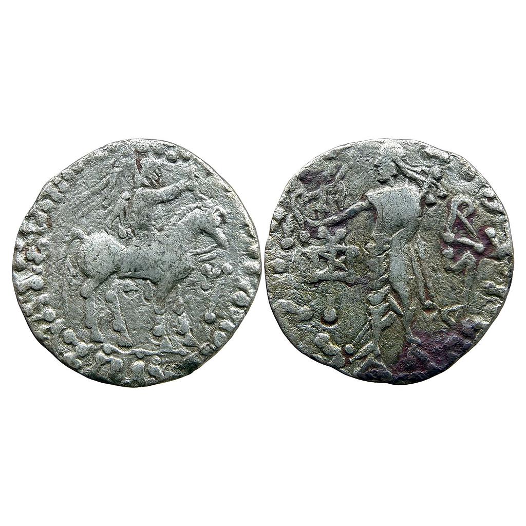 Ancient Indo-Scythians Azes II Silver Tetradrachm