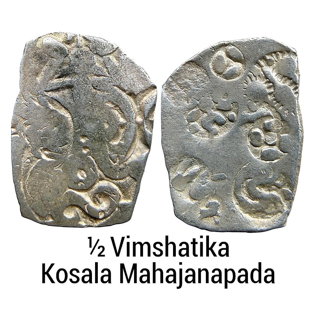 Ancient Punch Marked Coinage Kosala Mahajanapada Silver 1/2 Vimshatika