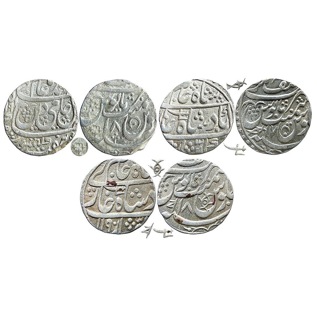 IPS Awadh State Asaf ud-Daula INO Shah Alam II Asafabad &amp; Asafnagar Mint Set of 3 Coins Silver Rupee