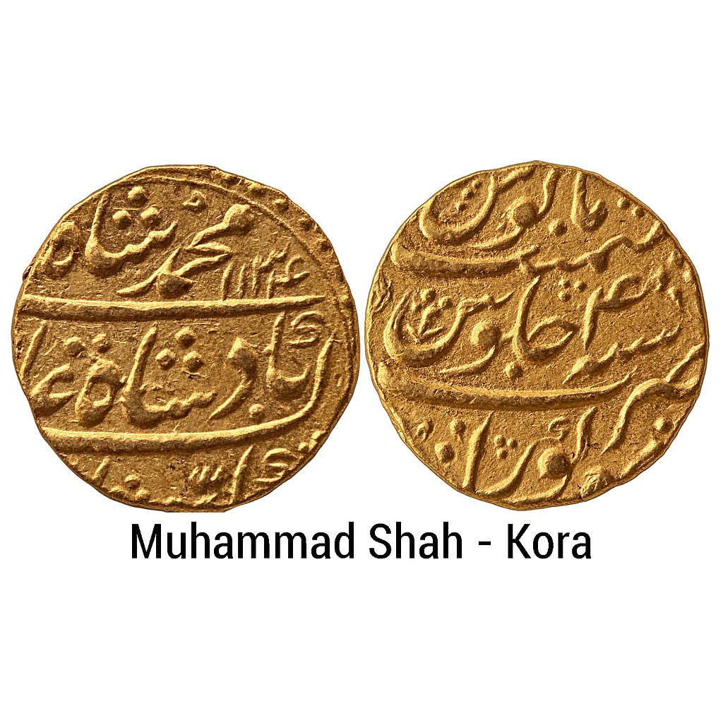 Mughal Muhammad Shah Kora Mint Gold Mohur
