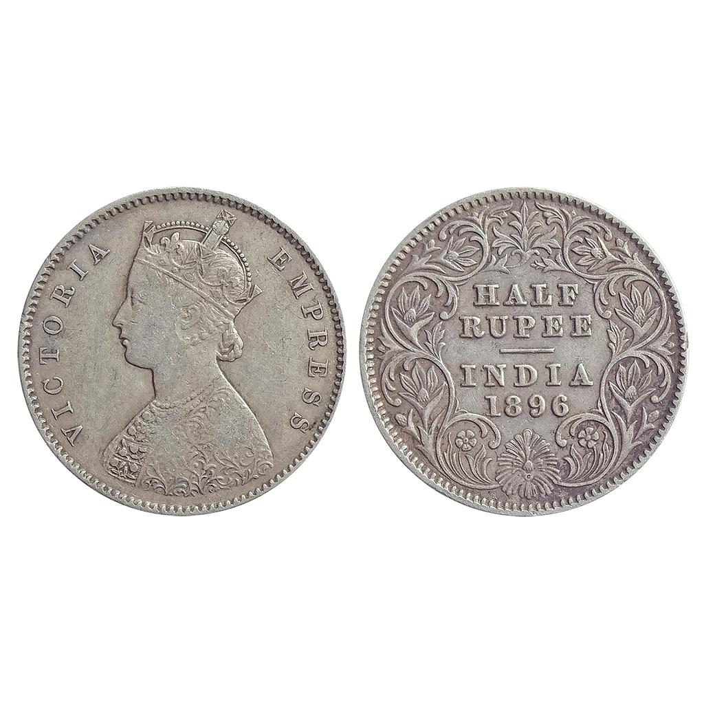British India, Victoria Empress, 1896 AD, Calcutta Mint, A / I / C incuse, Silver &quot;1/2 Rupee&quot;