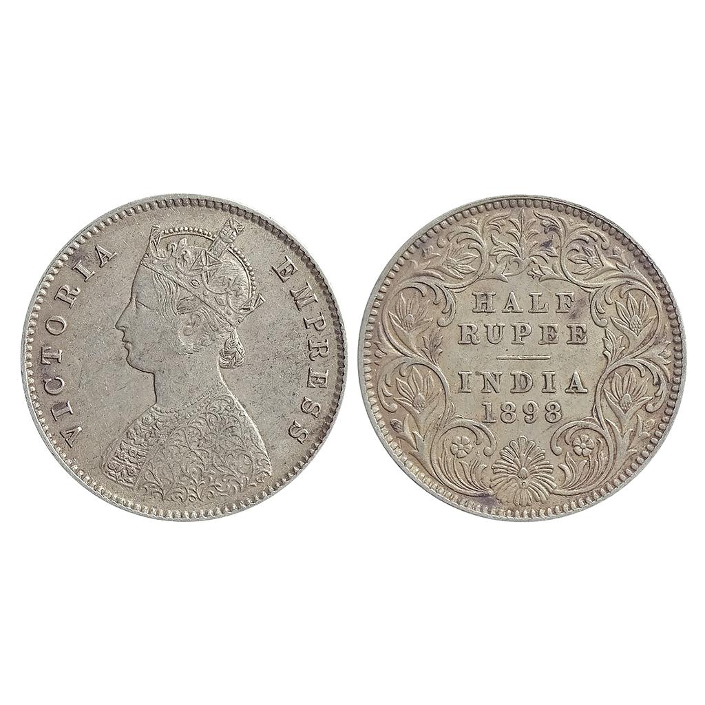 British India, Victoria Empress, 1898 AD, Calcutta Mint, A / I / C incuse, Silver "1/2 Rupee"