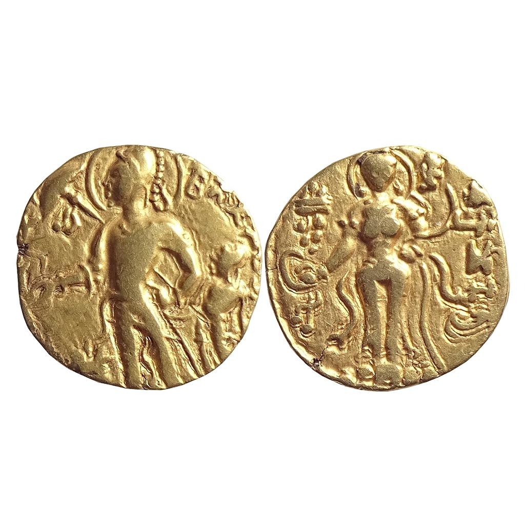 Ancient, Guptas, Chandragupta II, &quot;Chhatra type&quot; Gold Dinar