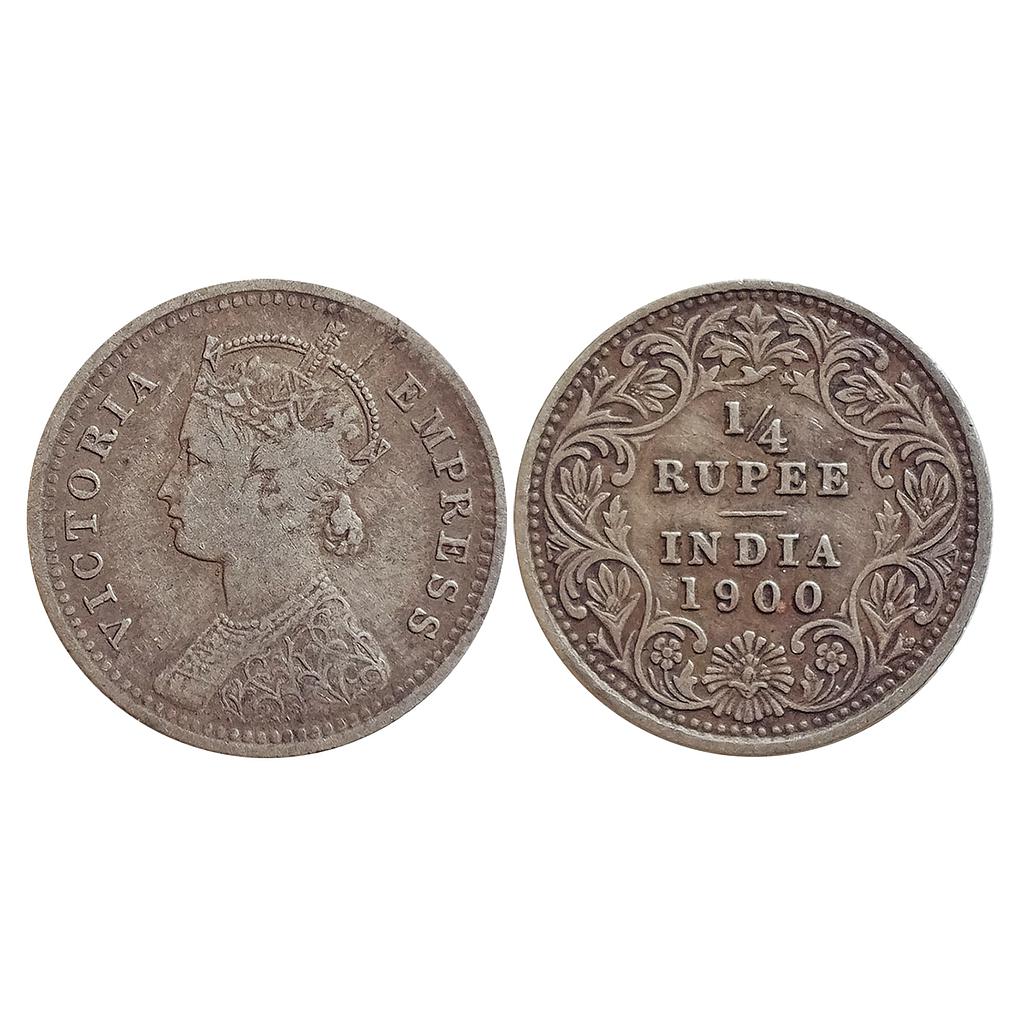 British India, Victoria Empress, 1900 AD, Calcutta Mint, Silver &quot;1/4 Rupee&quot;