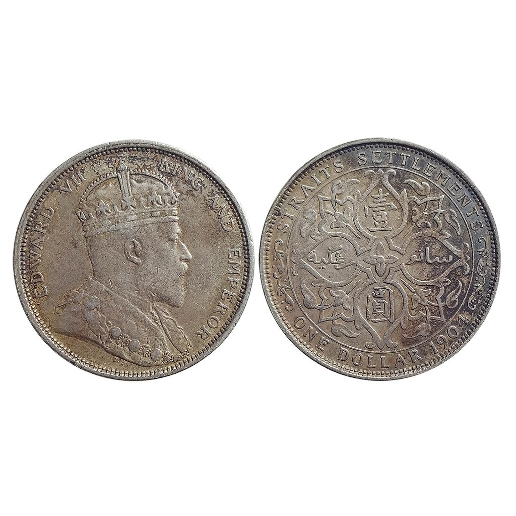 Malaysia, Straits Settlements, Edward VII, Silver (.900), One Dollar