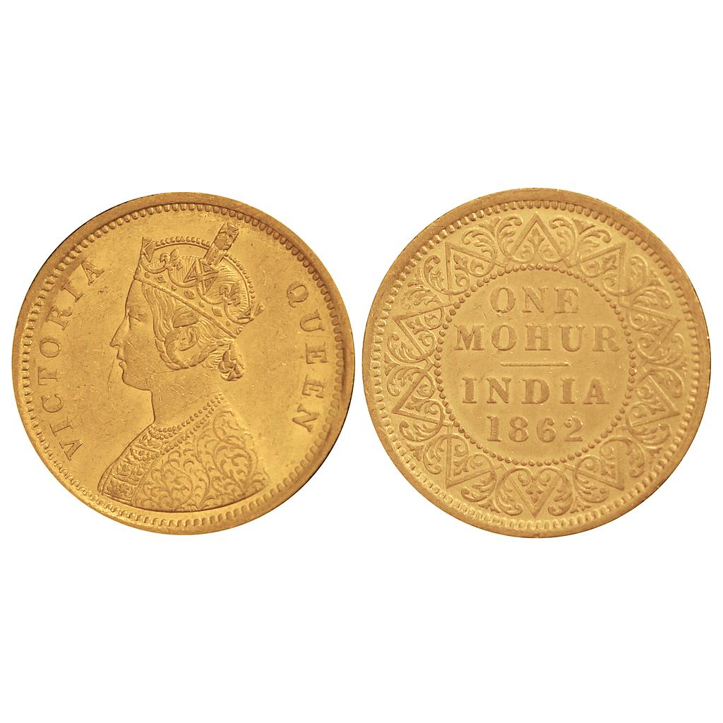 British India Victoria Queen 1862 Gold Mohur