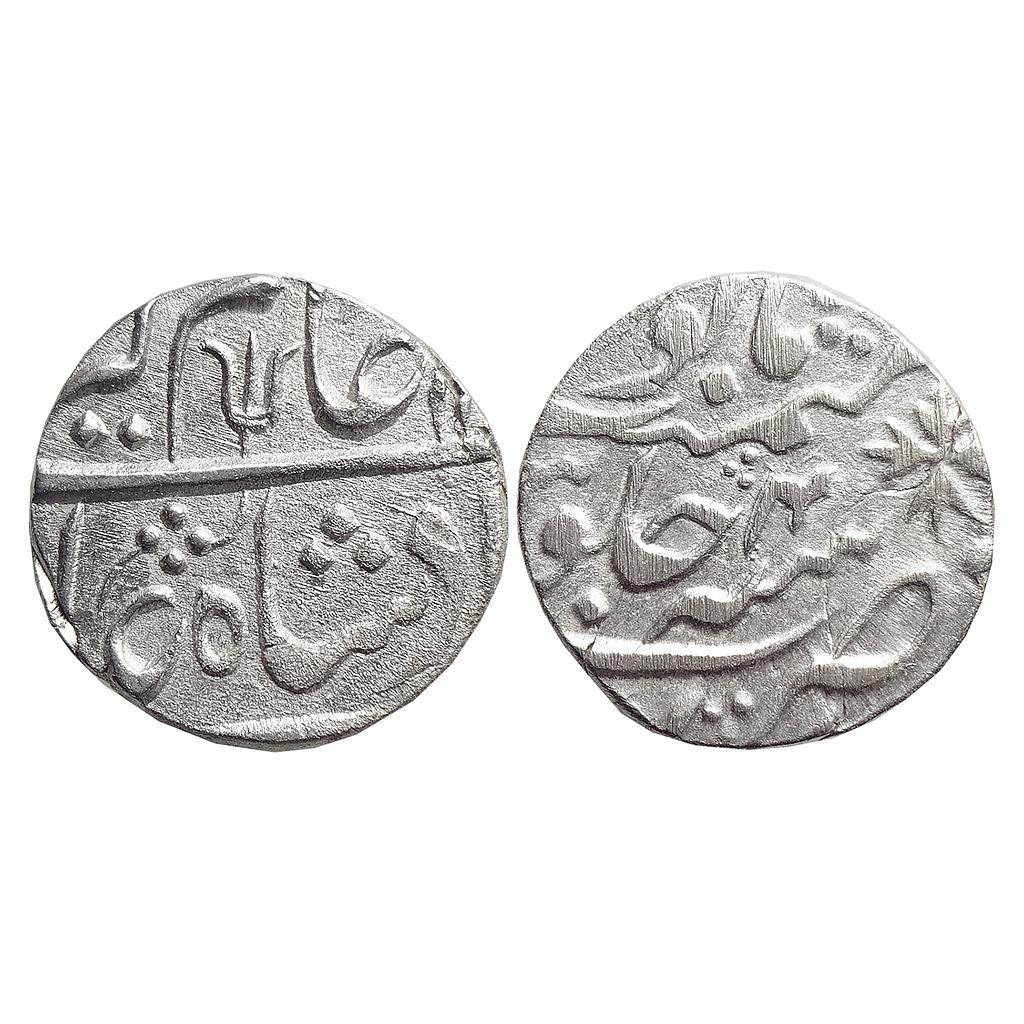 IPS, Awadh State, Shuja ud Daula INO Alamgir II, Kora Mint (off flan), Silver &quot;1/2 Rupee&quot;