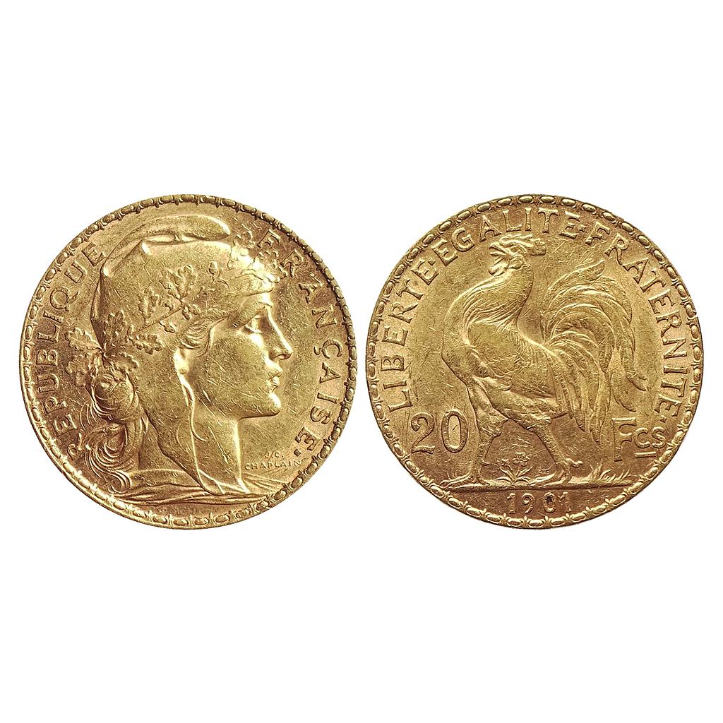 France, 1901 AD, Gold 20 Francs