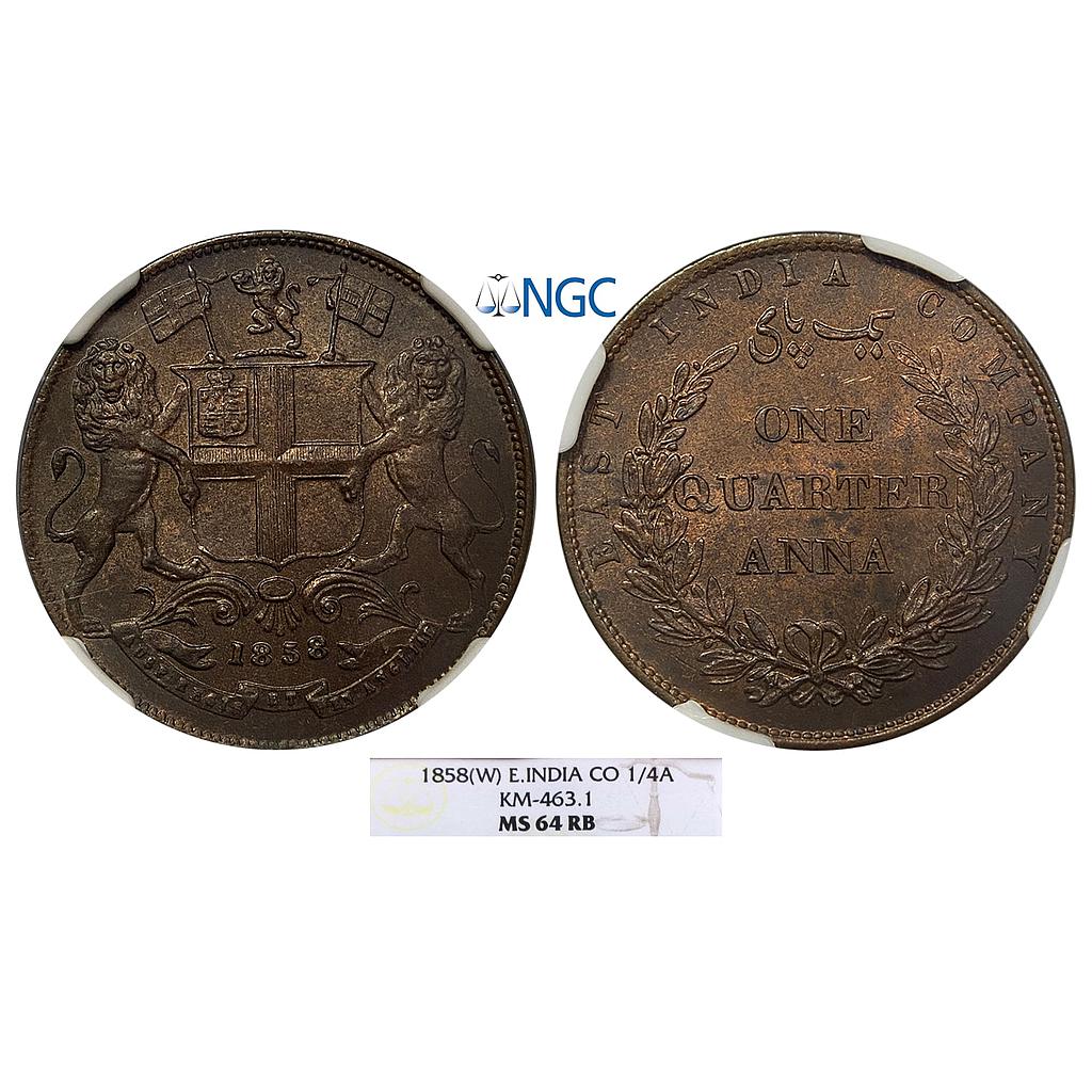 EIC, Uniform Coinage, AD 1858, Birmingham Mint, Copper &quot;1/4 Anna&quot;
