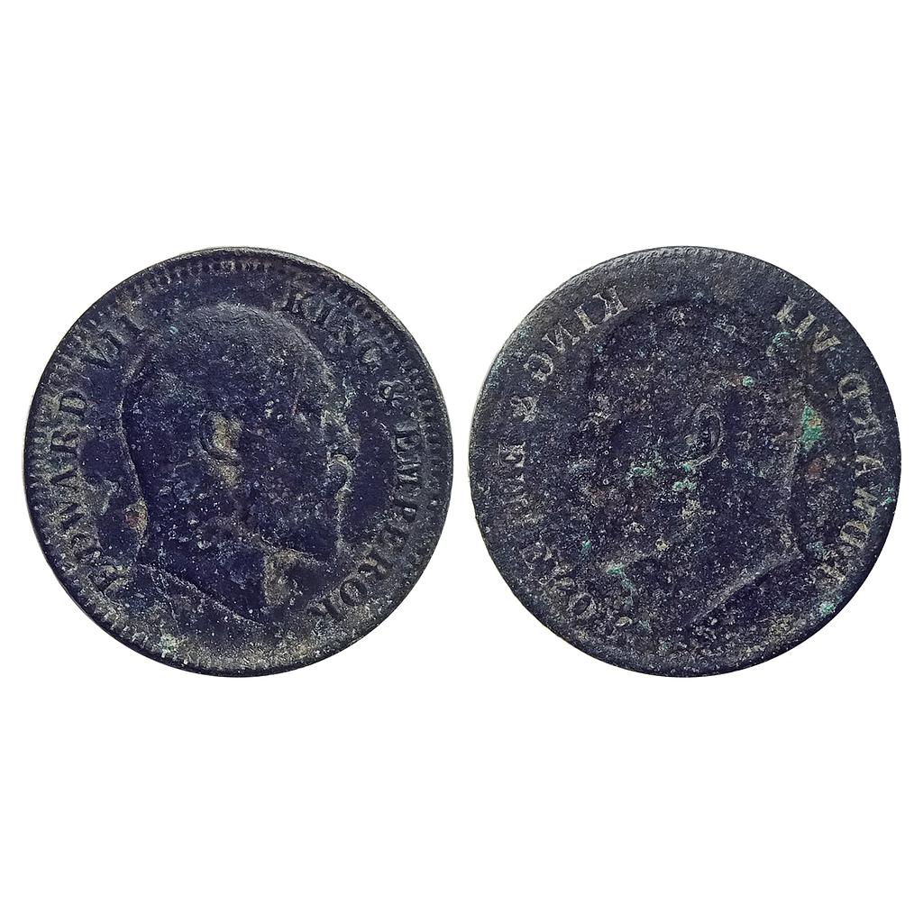 British India Edward VII A brockage ( lakhi ) Copper 1/4 Anna