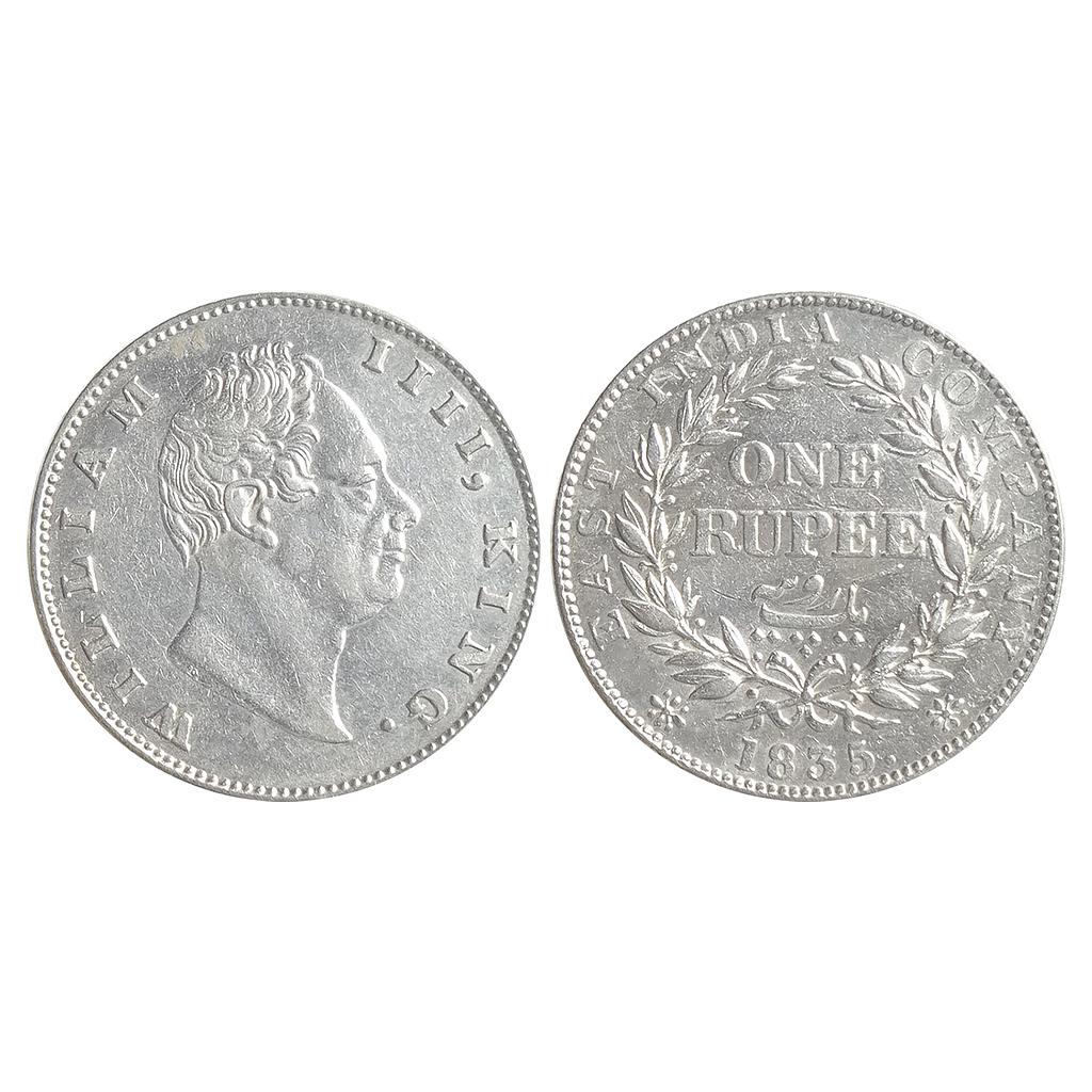EIC William IV 1835 AD F incuse dot after F A / II Bud Leaves 19 Berries Calcutta Mint Silver Rupee