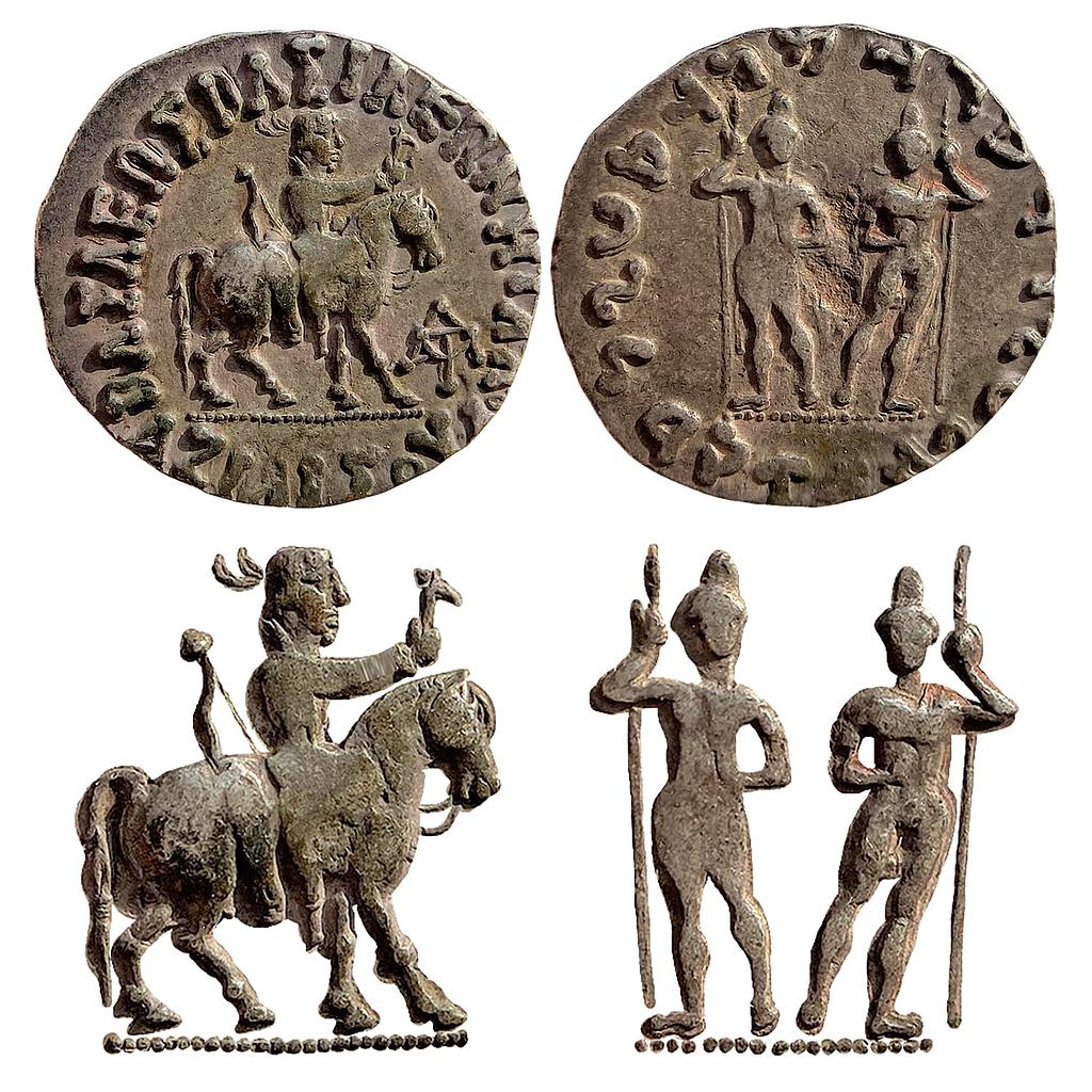 Ancient Indo-Scythians Azilises Silver Tetradrachm