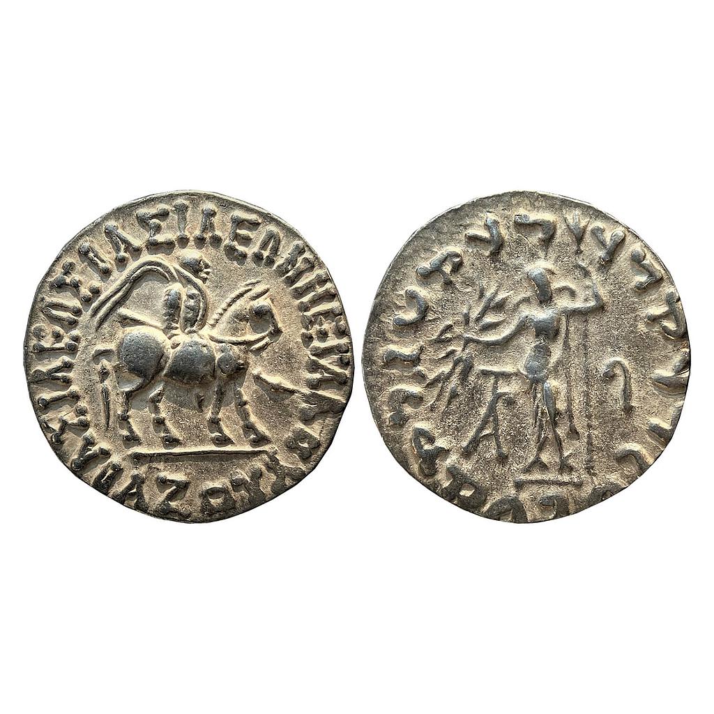 Ancient Indo-Scythians Azes I Silver Tetradrachm