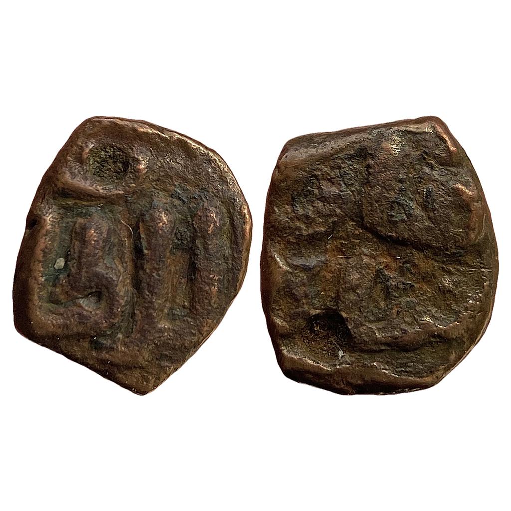 Delhi Sultan Qutb al-Din Mubarak Shah NM ND Copper Square Viswa 1/5th paika