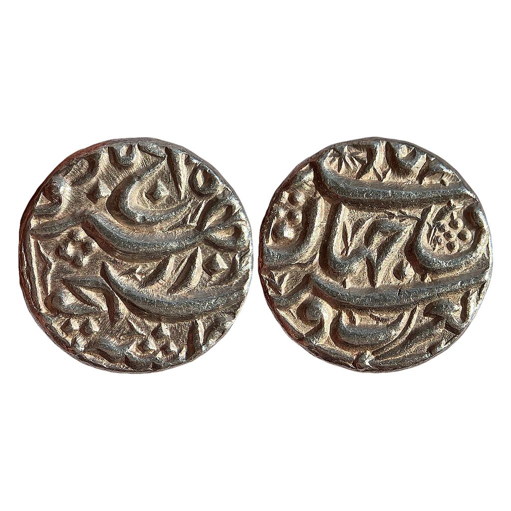 Mughal Akbar Rebellion Issue of Jahangir Allahabad Mint Bagharb -O- Sharq Couplet Silver Rupee