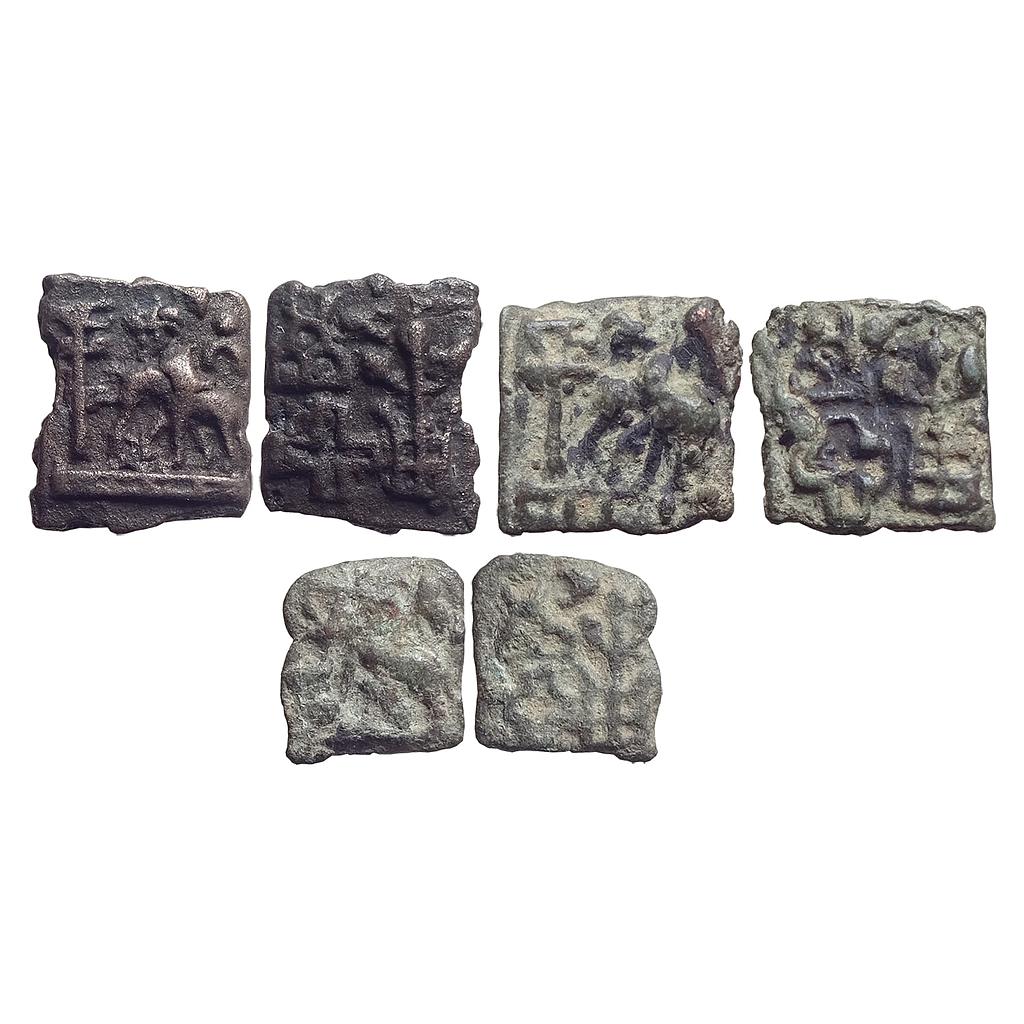 Ancient Central India Set of 3 Coins Uninscribed Cast Copper