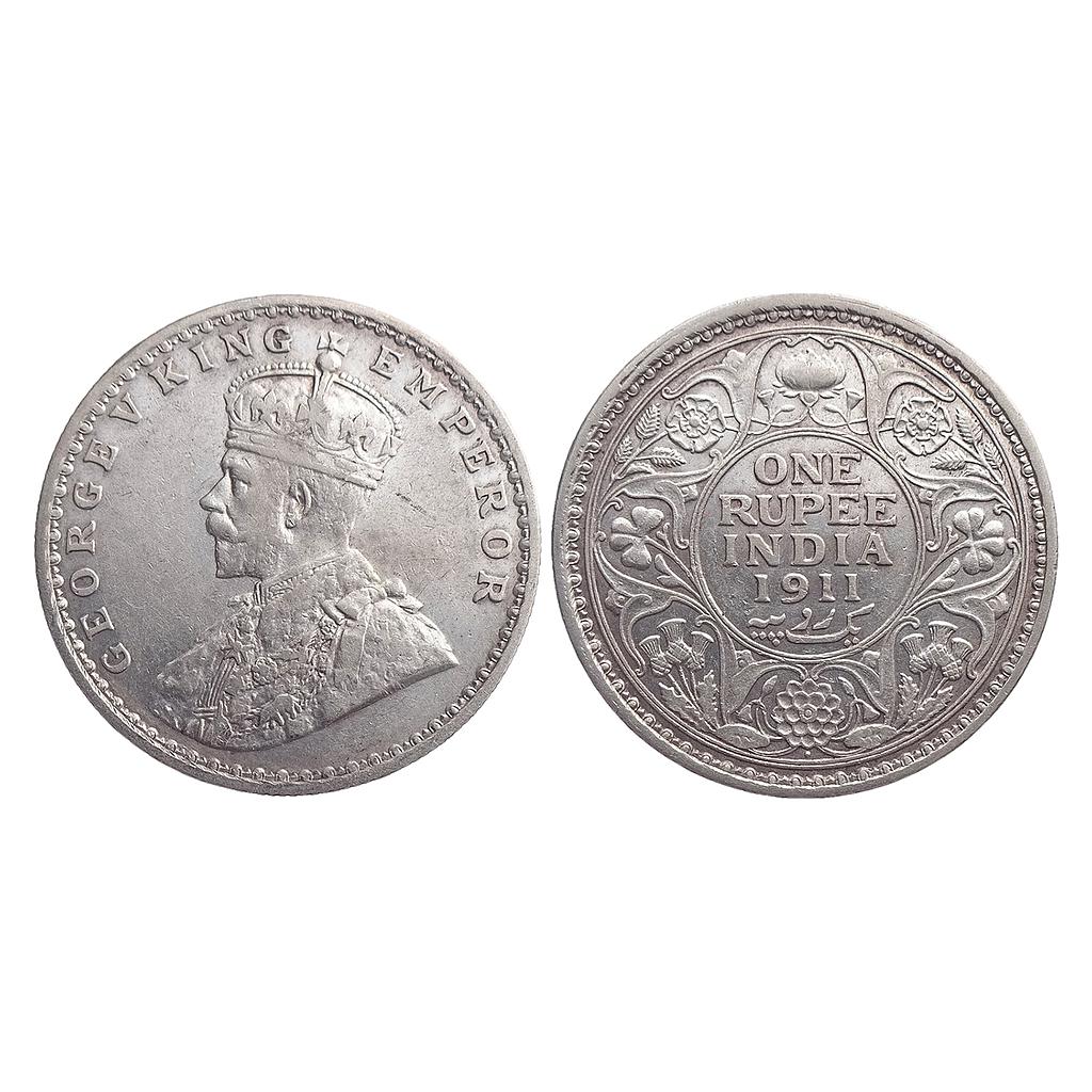 British India George V 1911 AD Bombay Mint Silver Rupee