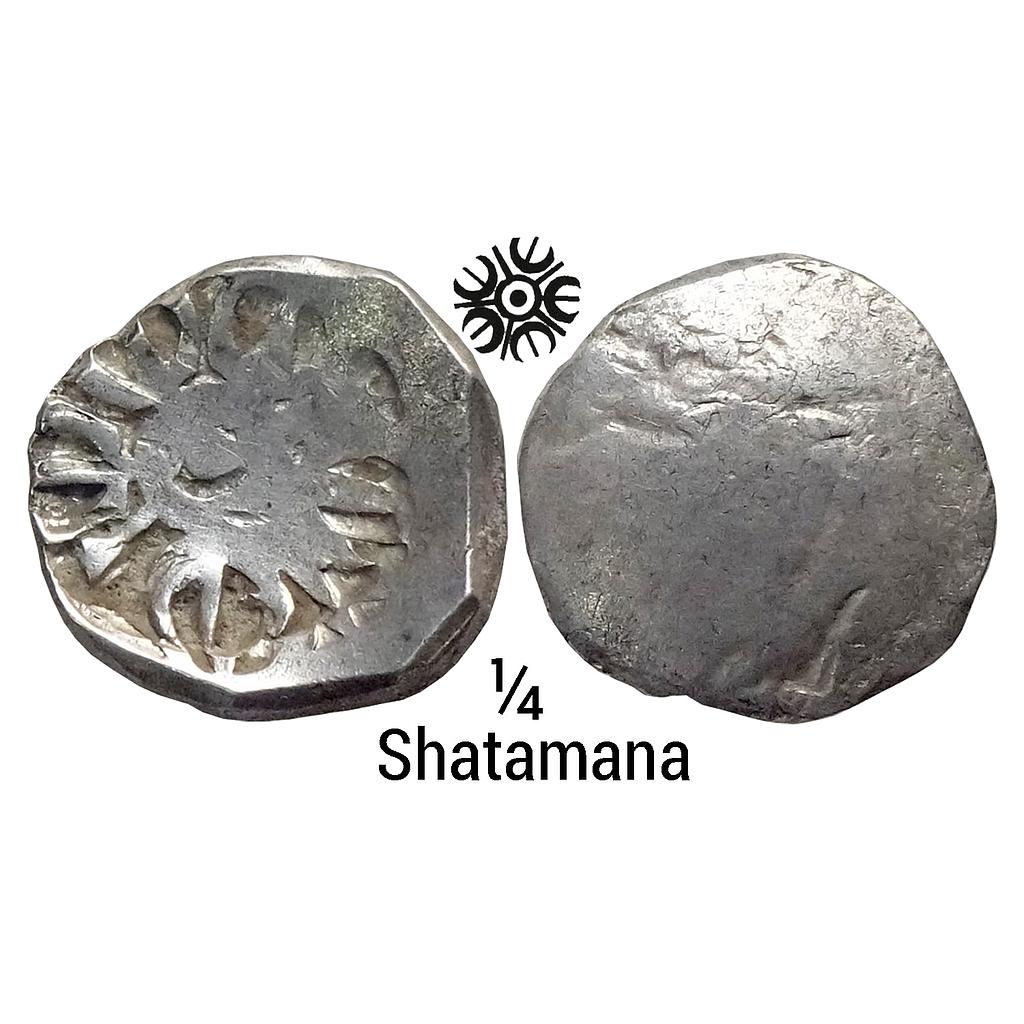 Ancient Archaic Punch Marked Coinage Attributed to Gandhara Janapada Local Swat Valley type Silver 2 Shana or 1/4 Shatamana