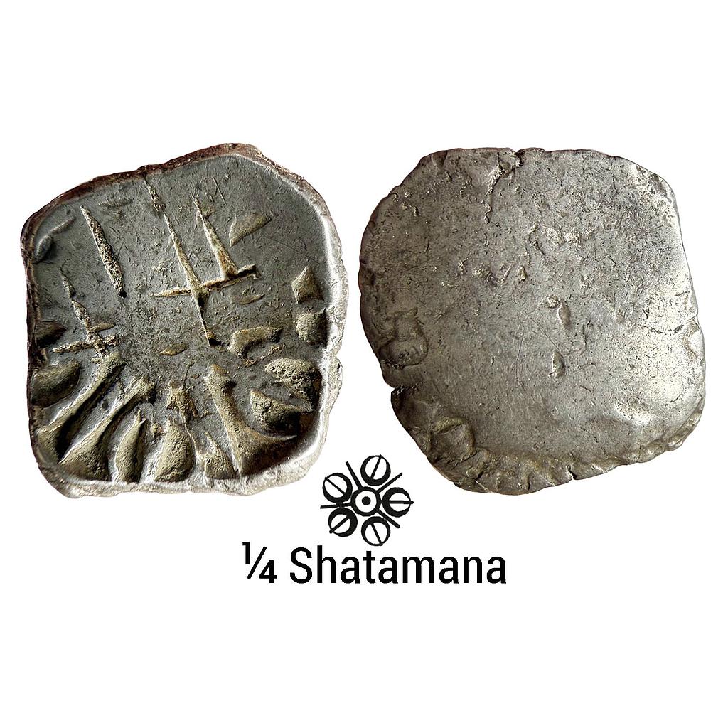 Ancient Archaic Punch Marked Coinage Attributed to Gandhara Janapada Local Swat Valley type Silver 2 Shana or 1/4 Shatamana