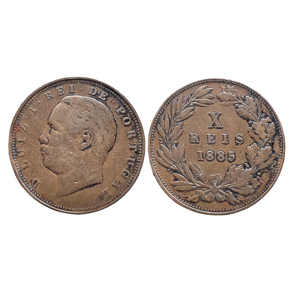 Indo Portuguese Goa Luiz I (Ludwig) 1885 AD Copper 10 Reis