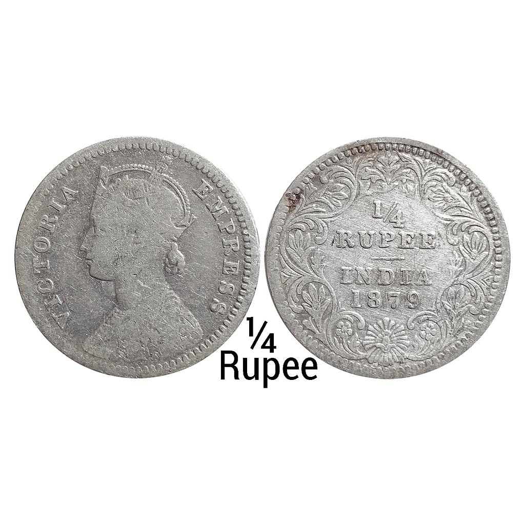 British India Victoria Empress 1879 AD Obv. C Rev. II C incuse Calcutta Mint Silver 1/4 Rupee