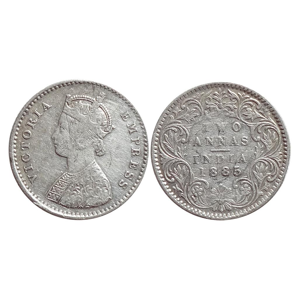 British India Victoria Empress 1885 AD Obv. A Rev. I B raised  Bombay Mint Silver 2 Annas
