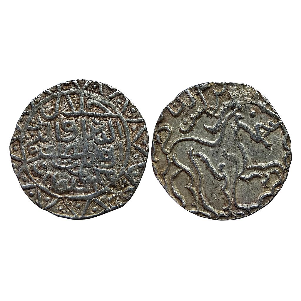 -107- Bengal Sultan Jalal Al-Din Muhammad Shah Second Reign Struck in the name of his father Ganesha Lion Type No Mint Silver Tanka