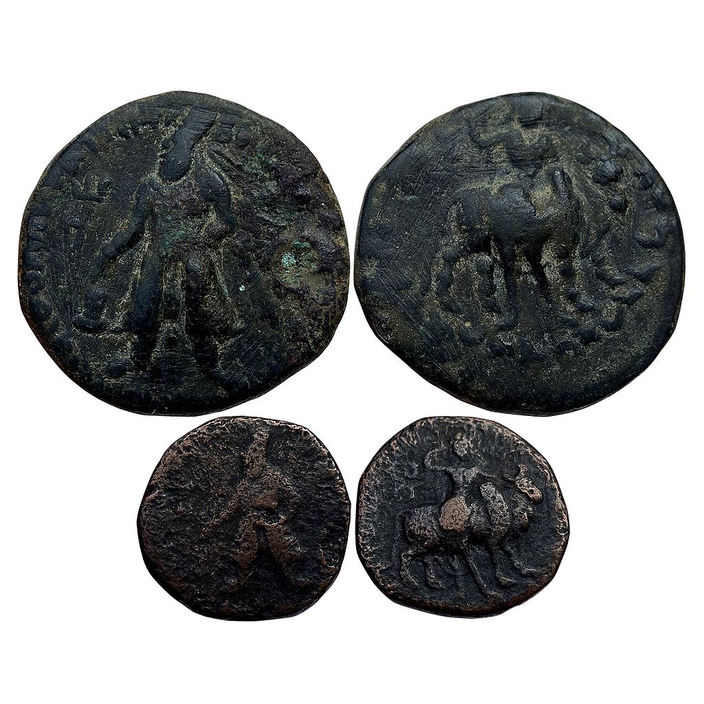 Ancient Kushanas Vima Kadphises Set of 2 Coins Copper Tetradrachm and Drachm