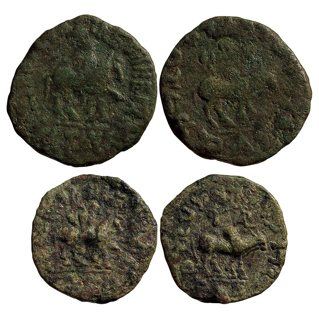 Ancient Indo-Scythians Azes I Set of 2 Coins Bronze Heavy Unit