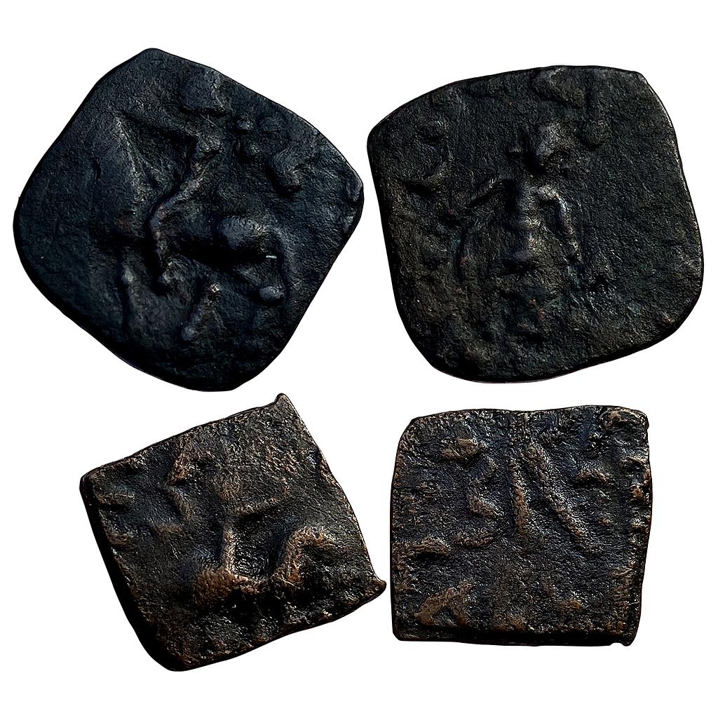 Ancient Indo-Scythians Northern Satraps Hajatriaaka Mujatria Set of 2 Coins Bronze Fractional Unit