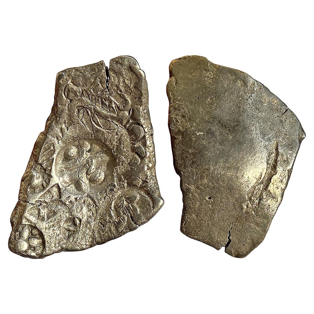 Ancient Punch Marked Coinage from Ghagra Gandak River Valley Narhan Hoard type Usually attributed to Vrijji Shakya Janapada Silver Double Karshapana