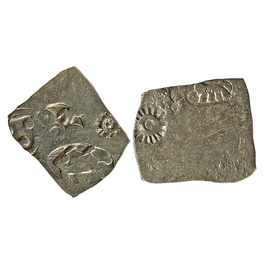 Ancient Punch Marked Coinage Magadha Mahajanapada from lower Middle Ganga Valley Series 0/1 Transitional Dumraon hoard type Silver Karshapana