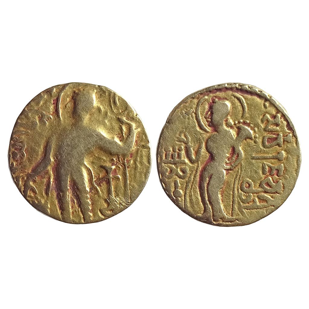 Ancient Guptas Kacha Gupta Gold Dinar Chakradhvaja type