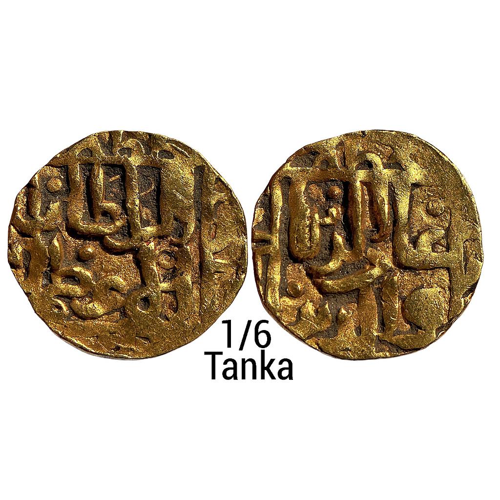 Bengal Sultan Ghiyath Al-Din Balban Bengal Issue (stylistically) Gold Fractional 1/6 Tanka exceedingly rare Unique