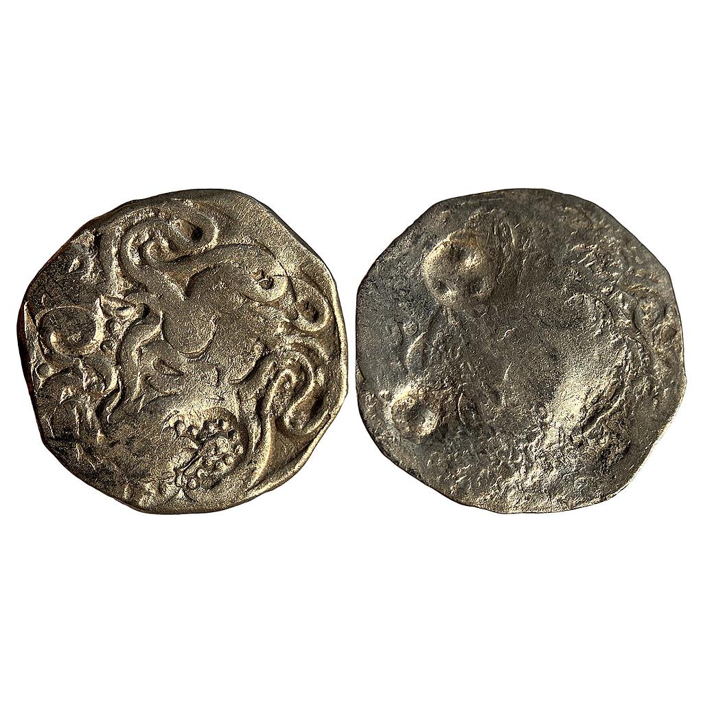 Ancient Punch Marked Coinage Normally attributed to early Panchala Whorl coin type of the Northern Upper Ganga region Silver Vimshatika