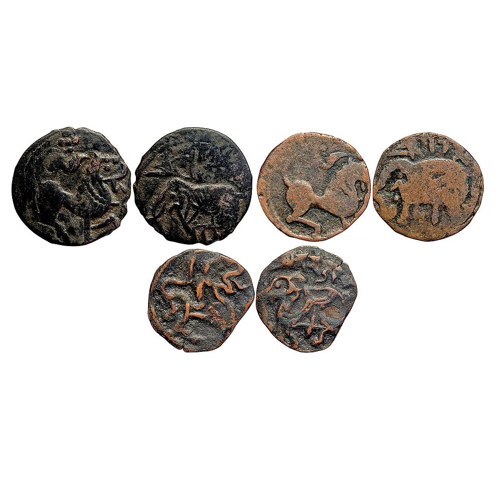 Hindu Medieval Hindu Shahis of Gandhara Samanta Deva Set of 3 Coins Copper jital