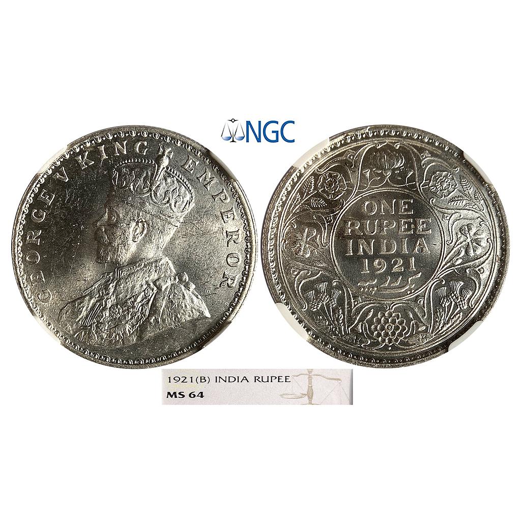 British India George V 1921 AD Bombay Mint Silver Rupee