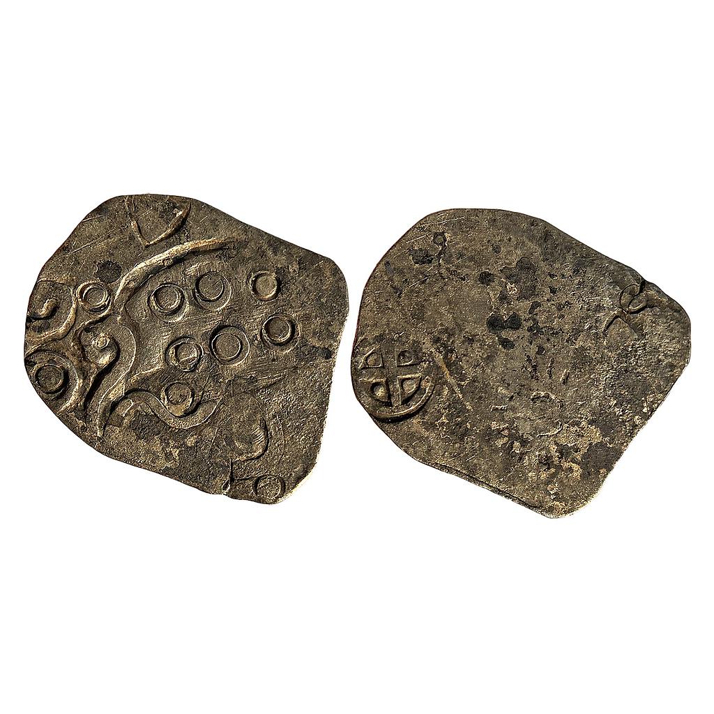 Ancient Archaic Punch Marked Coinage Kosala Mahajanapada from middle Ganga valley Silver 1/2 Vimshatika