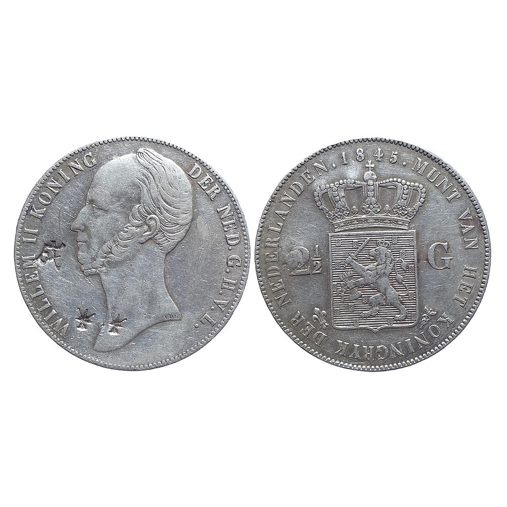 Netherlands William II Silver 2½ Gulden Silver (.720) (Copper .945)