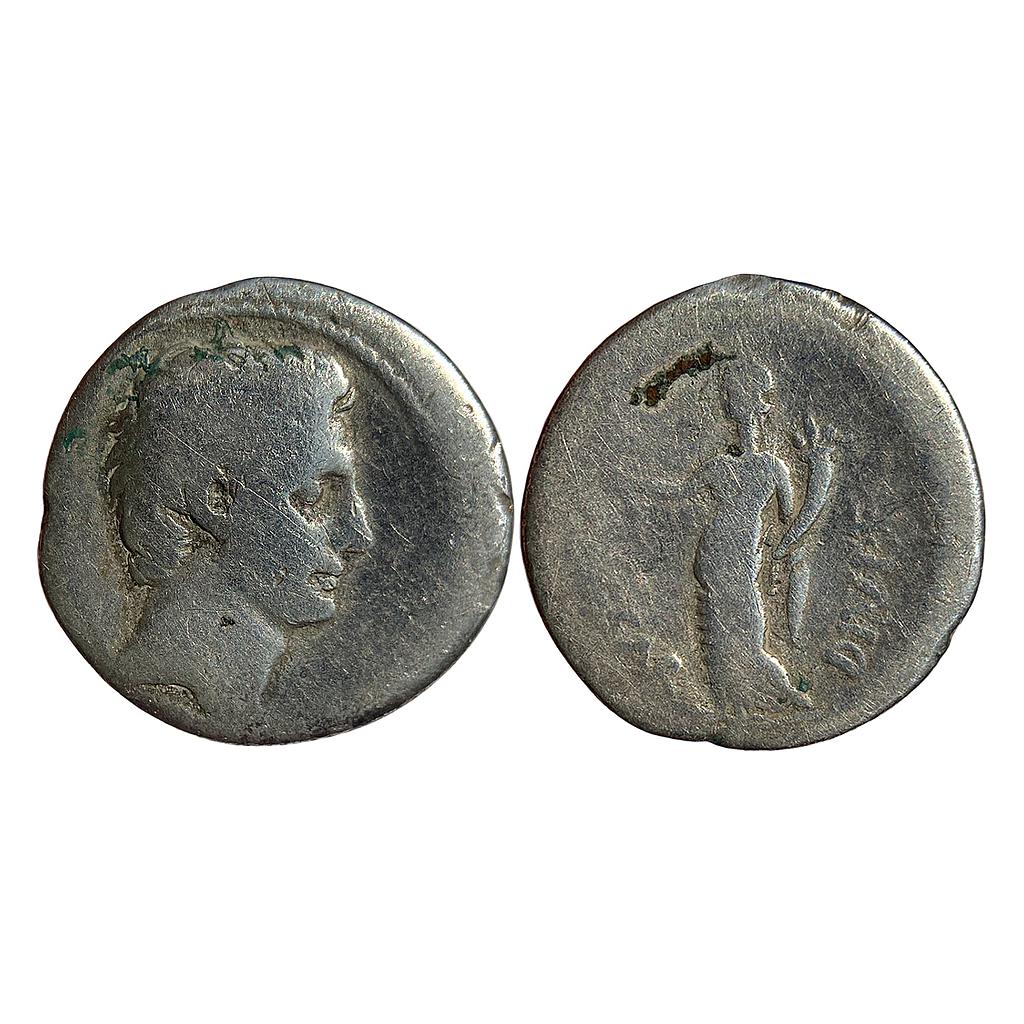 Roman Empire Augustus Brundisium or Roma Silver Denarius