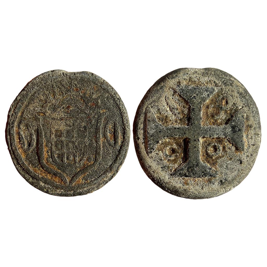 Indo Portuguese Diu Maria I 1800 AD Tin 20 Bazarucos