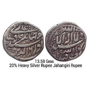 Mughal Jahangir Qandhar Mint Nur al-Din type Silver Jahangiri Rupee (20% Heavy weight)