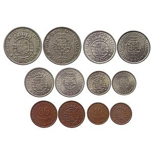 Indo Portuguese Goa Colonial Issue Set of 6 Coins Cupro-Nickel 6 Escudos 3 Escudos Escudo 