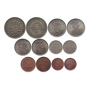 Indo Portuguese Goa Colonial Issue Set of 6 Coins Cupro-Nickel 6 Escudos 3 Escudos Escudo 